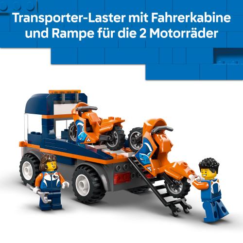 Preview: LEGO City - Motorradtransporter, Spielzeug LKW und 2 Minifiguren